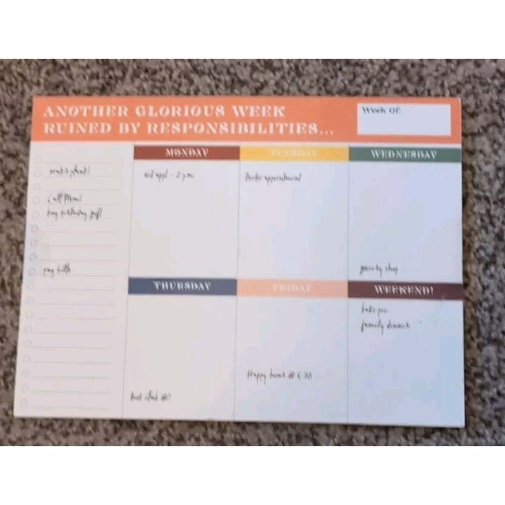 Weekly Planner Notepad Goals Schedule To Do List Planning Pad 40 Sheets NEW